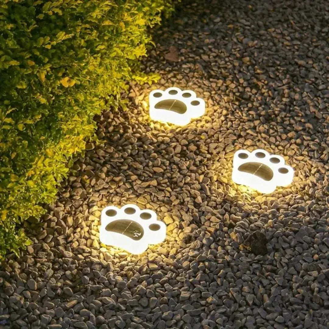 Solar Outdoor Lamp – Playful Paw Print – Creative Solar Garden Lighting – IP65 – Automatic ON/OFF
