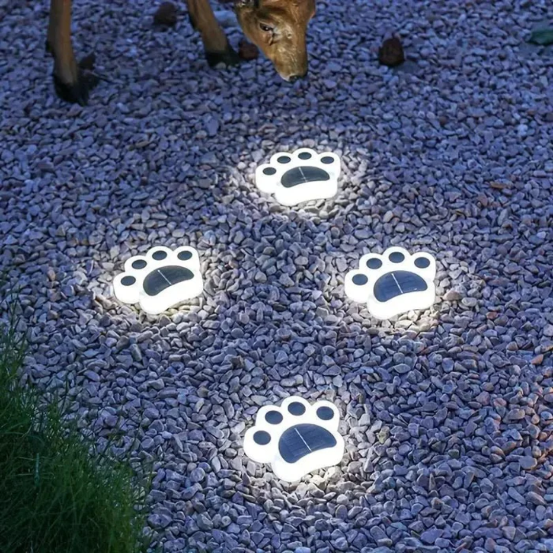 Solar Outdoor Lamp – Playful Paw Print – Creative Solar Garden Lighting – IP65 – Automatic ON/OFF