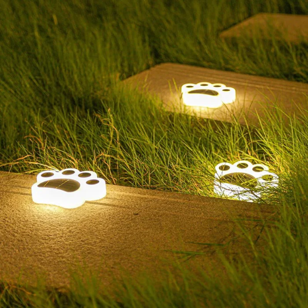 Solar Outdoor Lamp – Playful Paw Print – Creative Solar Garden Lighting – IP65 – Automatic ON/OFF
