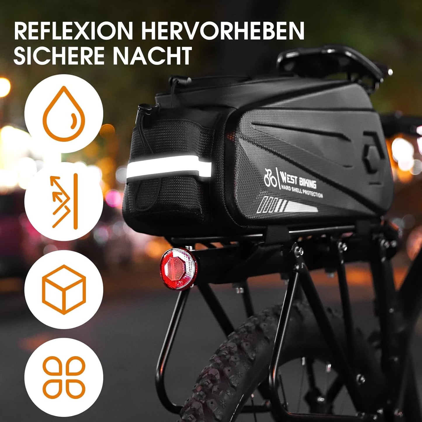 Waterproof 8.6 L Electric Scooter Rear Bag – Durable Storage with Rain Cover