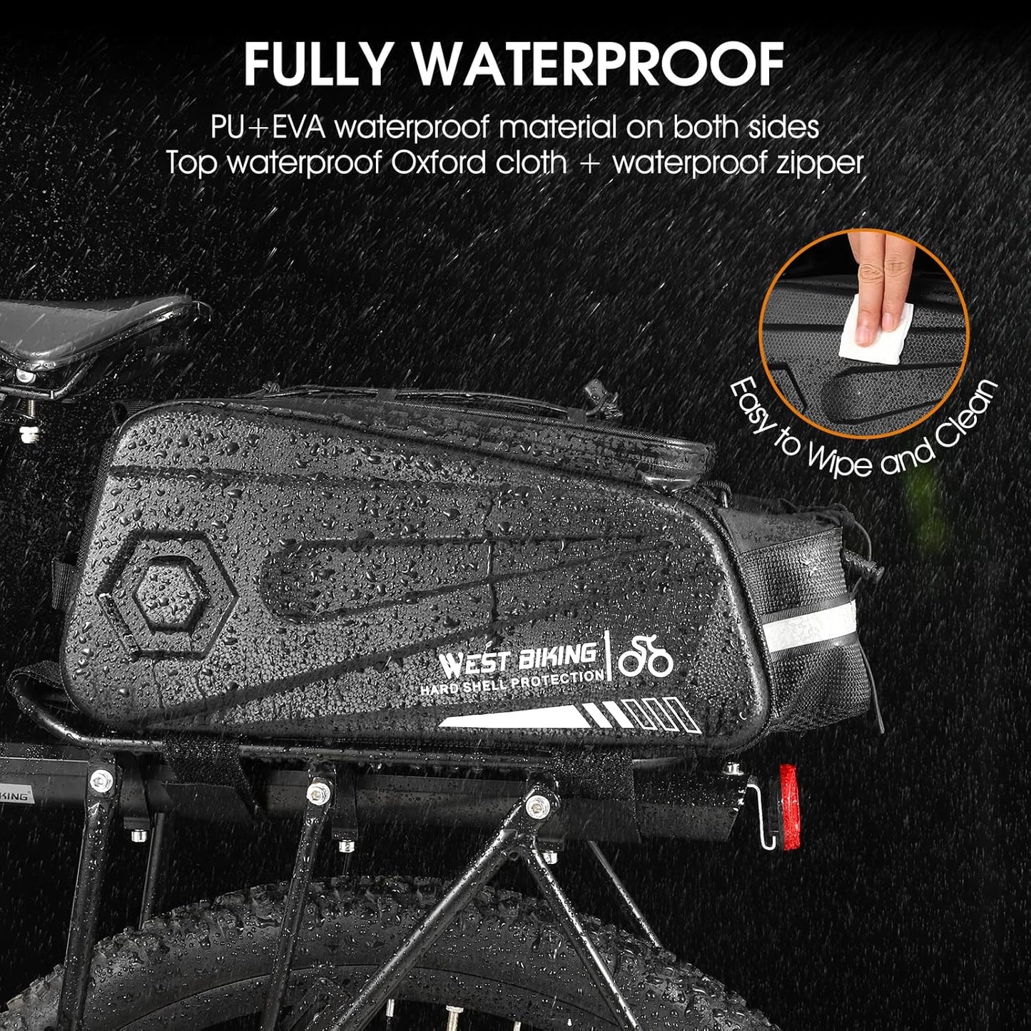 Waterproof 8.6 L Electric Scooter Rear Bag – Durable Storage with Rain Cover