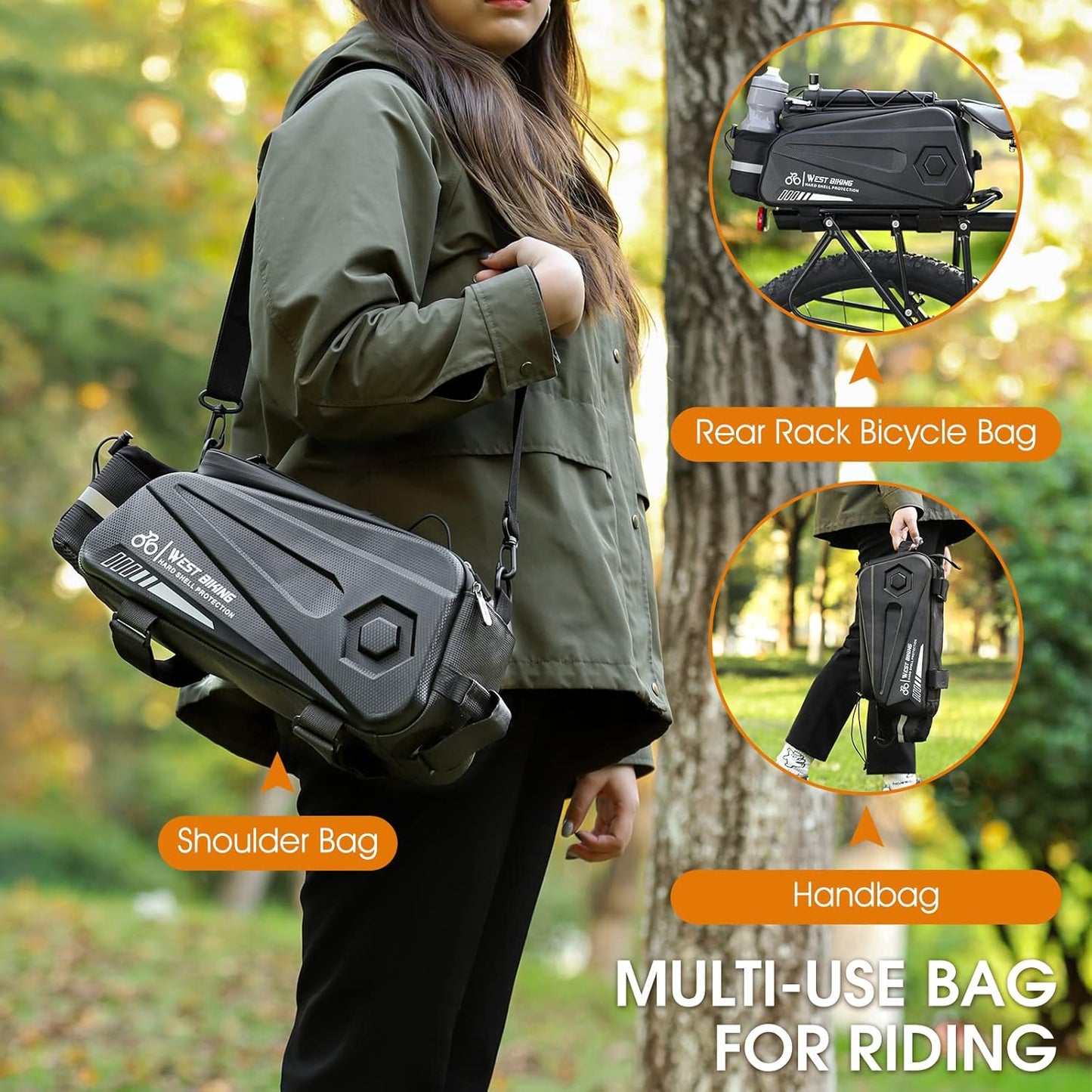 Waterproof 8.6 L Electric Scooter Rear Bag – Durable Storage with Rain Cover