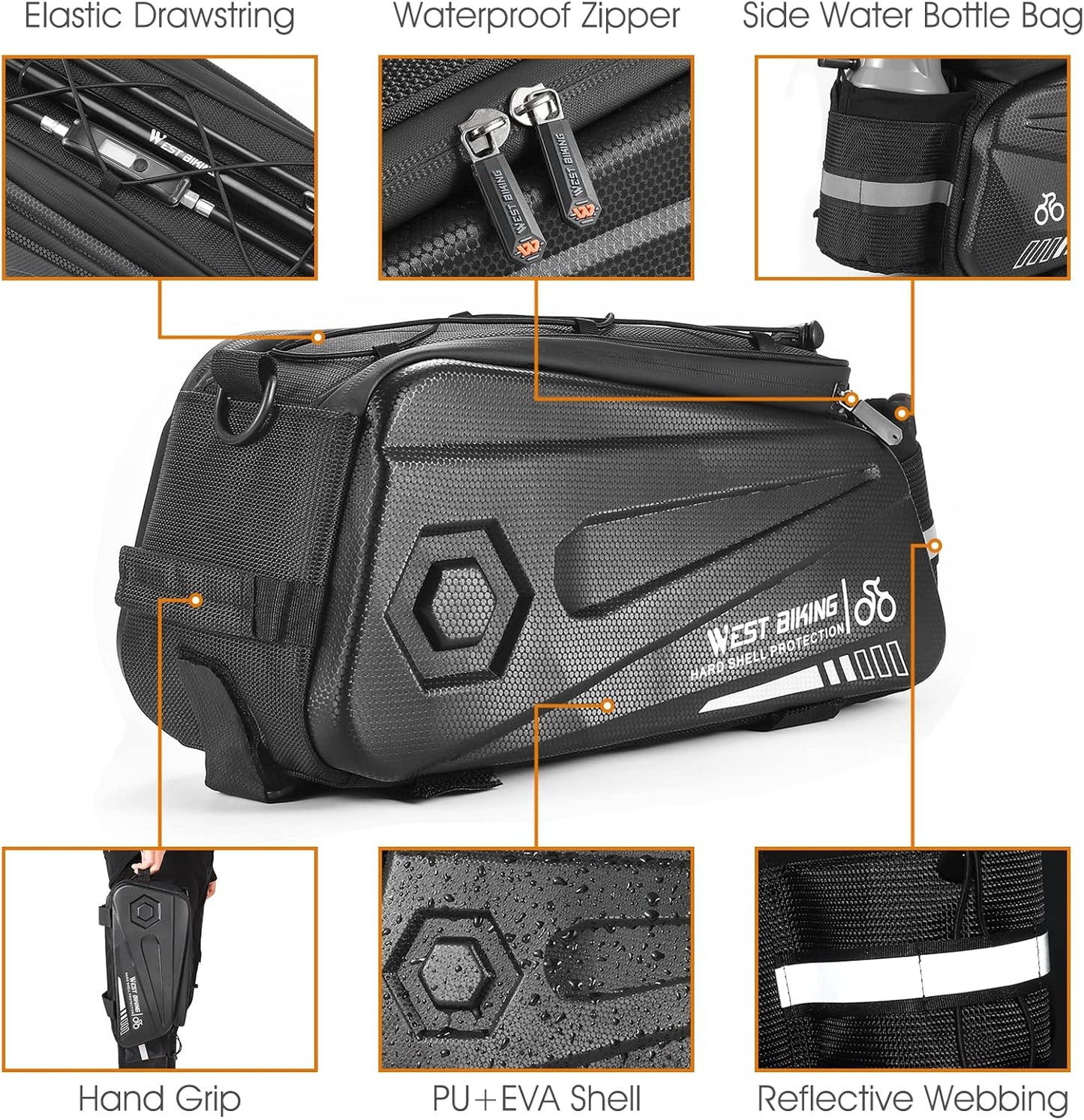 Waterproof 8.6 L Electric Scooter Rear Bag – Durable Storage with Rain Cover