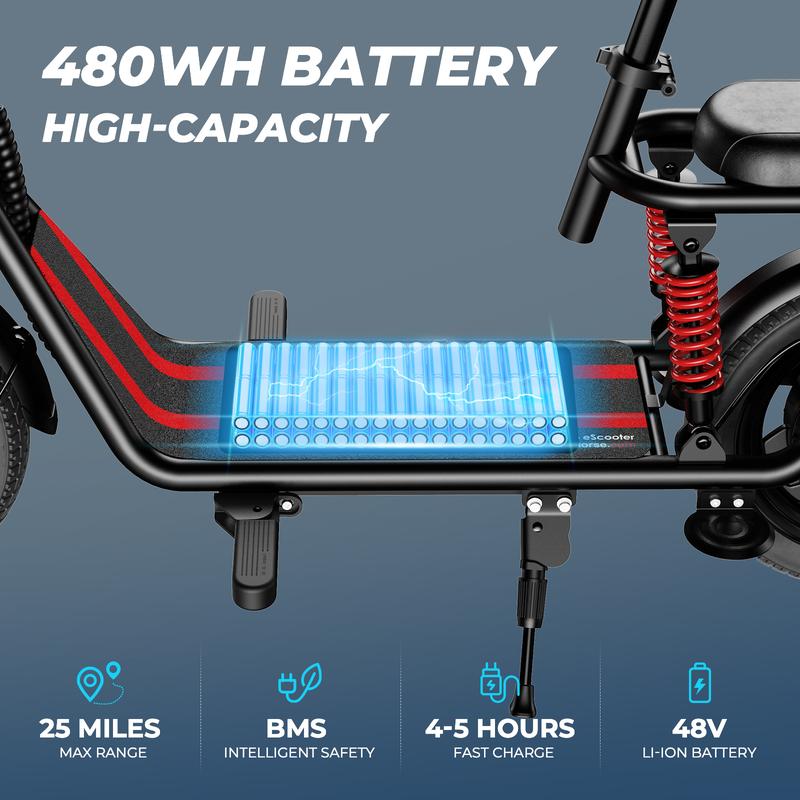 C3 Folding Electric Scooter with Seat & Basket – 850W Peak Motor | 35 km/h | 40 km Range | Dual Suspension | Up to 150 kg Load