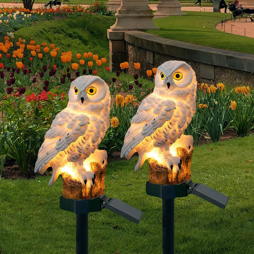 Solar Owl Outdoor Lamp – Atmospheric Solar Garden Lighting – Warm White LED – IP65 Waterproof