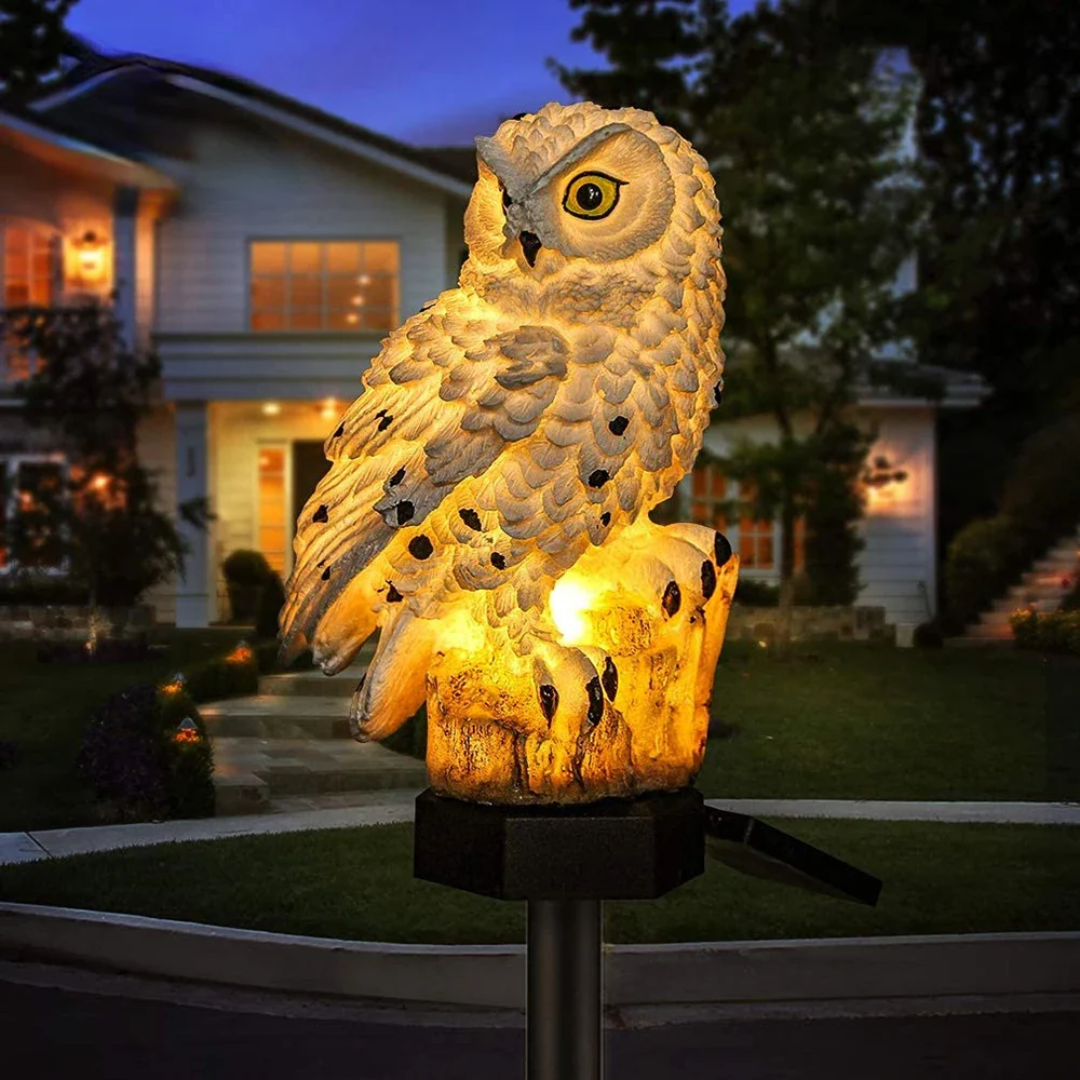 Solar Owl Outdoor Lamp – Atmospheric Solar Garden Lighting – Warm White LED – IP65 Waterproof