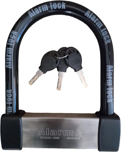 Heavy-Duty U-Lock with 120 dB Alarm – Weatherproof Security for E-Bikes & Scooters